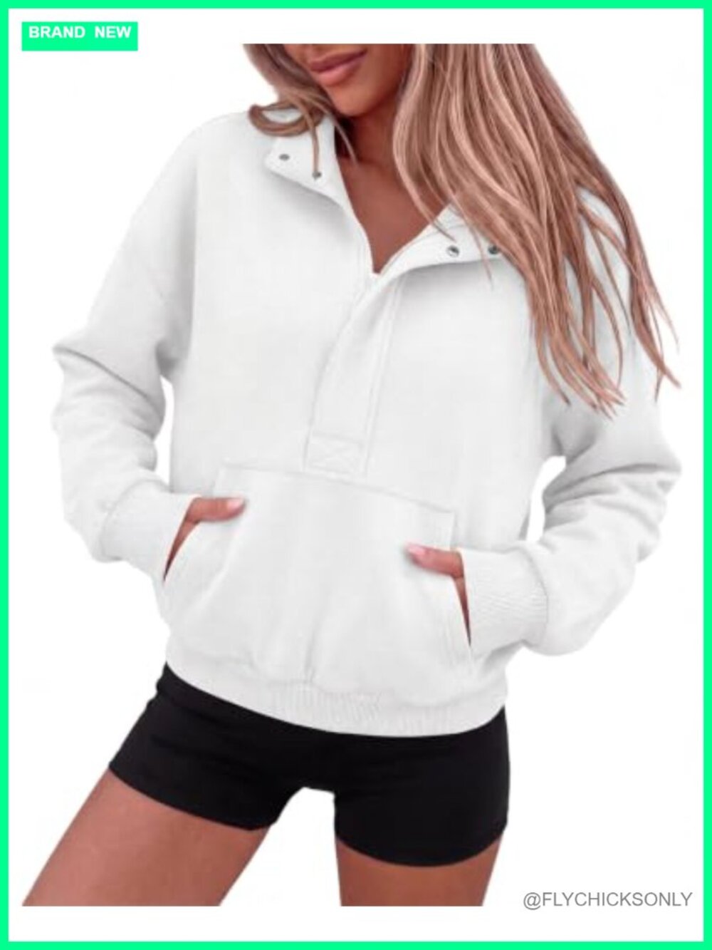 Womens Quarter Zip Crop Sweatshirt Long Sleeve Fleece Pullover